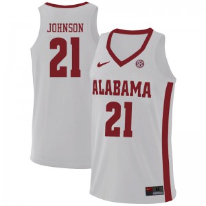 Men's Britton Johnson White Bama #21 Basketball Jersey