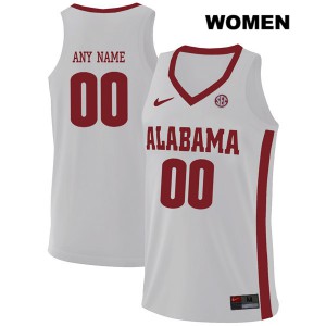 Womens Custom White Alabama #00 Stitch Jerseys