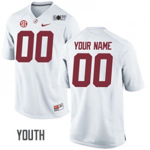 Youth Custom White University of Alabama #00 Playoff Player Jerseys