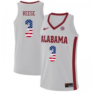 Mens Alex Reese White Alabama Crimson Tide #3 USA Flag Fashion University Jerseys