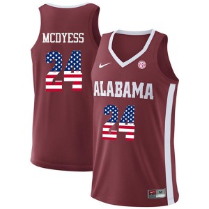 Mens Antonio McDyess Crimson University of Alabama #24 USA Flag Fashion Basketball Jersey
