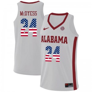 Men Antonio McDyess White Bama #24 USA Flag Fashion Basketball Jersey