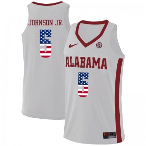 Men's Avery Johnson Jr. White Alabama Crimson Tide #5 USA Flag Fashion Embroidery Jersey