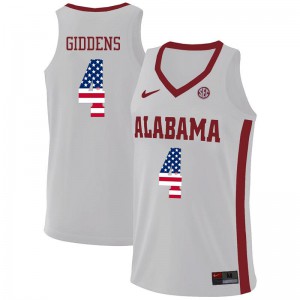 Mens Daniel Giddens White University of Alabama #4 USA Flag Fashion Stitch Jersey