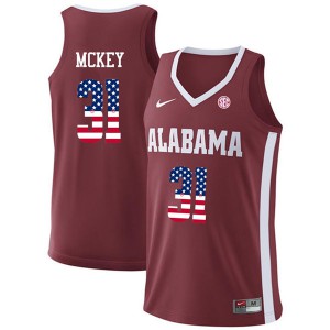 Mens Derrick McKey Crimson Alabama Crimson Tide #31 USA Flag Fashion Basketball Jersey