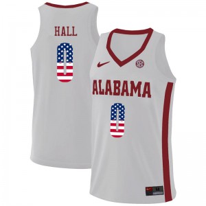 Mens Donta Hall White Alabama Crimson Tide #0 USA Flag Fashion Official Jersey