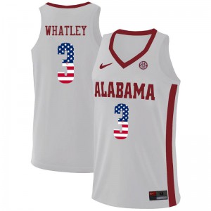 Mens Ennis Whatley White Bama #3 USA Flag Fashion Stitched Jerseys
