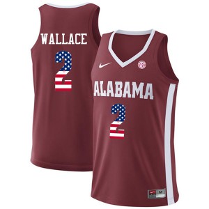 Mens Gerald Wallace Crimson University of Alabama #2 USA Flag Fashion Official Jerseys
