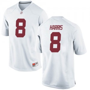 Mens Christian Harris White Bama #8 Game Official Jersey
