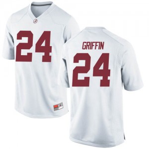 Mens Clark Griffin White University of Alabama #24 Game Stitch Jersey