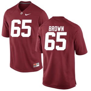 Mens Deonte Brown Crimson University of Alabama #65 Authentic Football Jersey