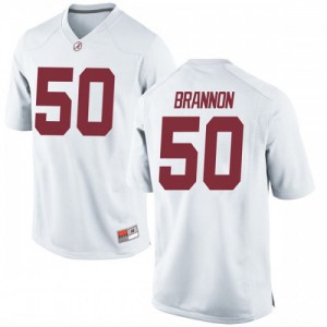 Mens Hunter Brannon White Alabama Crimson Tide #50 Replica NCAA Jersey