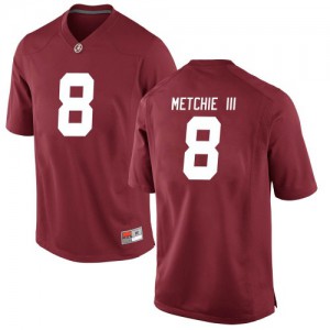 Men John Metchie III Crimson Alabama #8 Game Stitched Jerseys