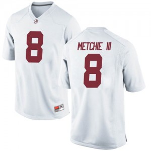 Men John Metchie III White University of Alabama #8 Game NCAA Jersey