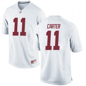 Men's Scooby Carter White University of Alabama #11 Replica Stitched Jersey