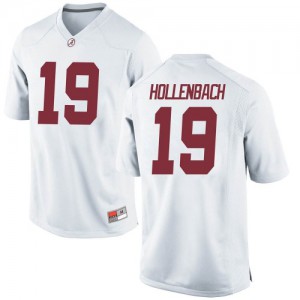 Mens Stone Hollenbach White Alabama Crimson Tide #19 Replica Football Jerseys