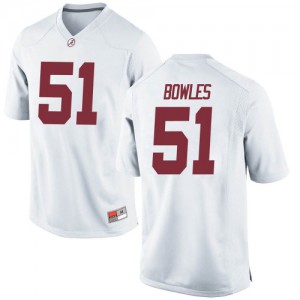 Men's Tanner Bowles White Bama #51 Game Stitch Jersey