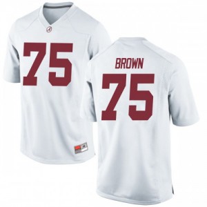 Men's Tommy Brown White Bama #75 Game NCAA Jersey