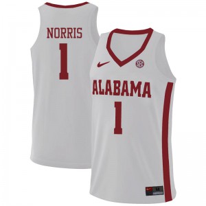 Men Riley Norris White University of Alabama #1 Stitched Jersey