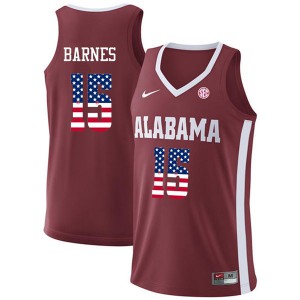 Men Tyler Barnes Crimson Alabama Crimson Tide #15 USA Flag Fashion Basketball Jersey