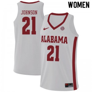 Womens Britton Johnson White Alabama #21 College Jerseys