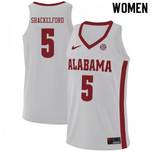 Women's Jaden Shackelford White University of Alabama #5 Official Jersey