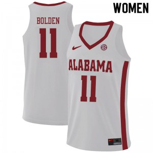 Women's James Bolden White Alabama Crimson Tide #11 Embroidery Jerseys