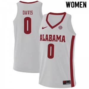 Women's Javian Davis White Alabama Crimson Tide #0 Official Jerseys