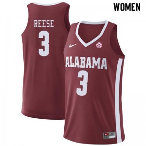 Women Alex Reese Crimson Alabama #3 Stitched Jersey