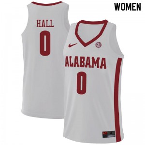 Women's Donta Hall White Bama #0 Basketball Jerseys