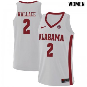 Women's Gerald Wallace White Alabama #2 Stitch Jerseys
