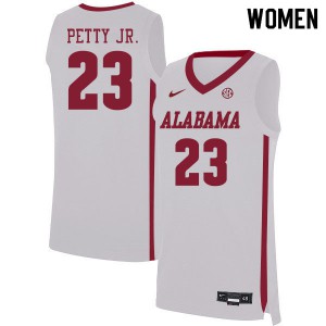 Women John Petty Jr. White University of Alabama #23 Embroidery Jersey
