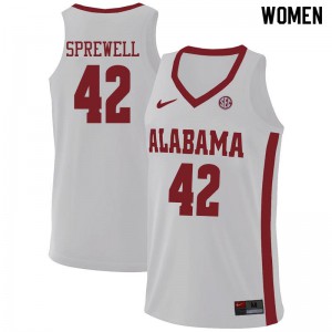 Women's Latrell Sprewell White Alabama #42 Player Jersey