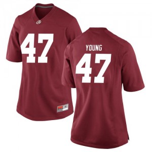 Women Byron Young Crimson Bama #9 Game Embroidery Jersey