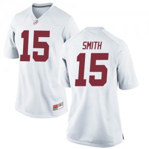Women Eddie Smith White Alabama Crimson Tide #15 Game Football Jersey
