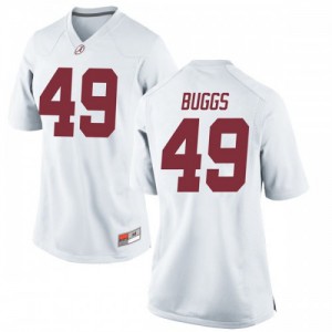 Womens Isaiah Buggs White Alabama Crimson Tide #49 Replica NCAA Jersey