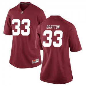 Womens Jackson Bratton Crimson Bama #33 Replica Stitched Jersey