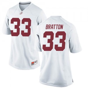 Women's Jackson Bratton White Bama #33 Replica NCAA Jersey