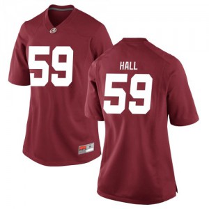 Women Jake Hall Crimson University of Alabama #59 Game Stitched Jerseys