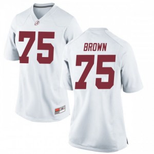 Women's Tommy Brown White Bama #75 Game Stitch Jersey