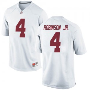 Youth Brian Robinson Jr. White Bama #4 Game Official Jerseys