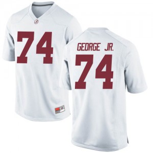 Youth Damieon George Jr. White University of Alabama #74 Game Stitch Jersey