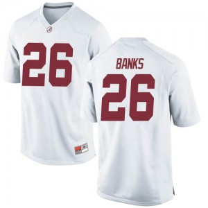Youth Marcus Banks White University of Alabama #26 Replica Embroidery Jersey