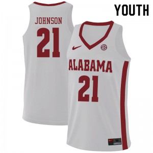 Youth Britton Johnson White Bama #21 NCAA Jerseys