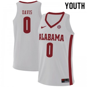 Youth Javian Davis White University of Alabama #0 Stitched Jerseys