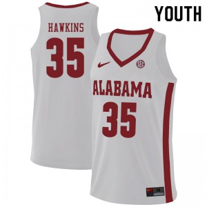 Youth Raymond Hawkins White University of Alabama #35 Basketball Jersey