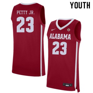 Youth John Petty Jr. Crimson Alabama #23 College Jersey