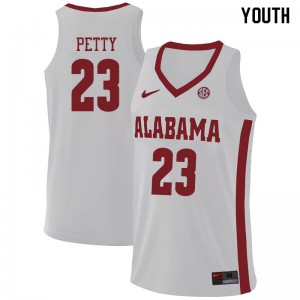 Youth John Petty White Bama #23 Stitched Jersey