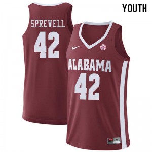Youth Latrell Sprewell Crimson Alabama #42 Basketball Jerseys