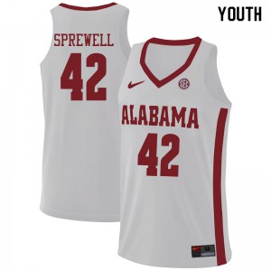Youth Latrell Sprewell White Bama #42 Official Jerseys